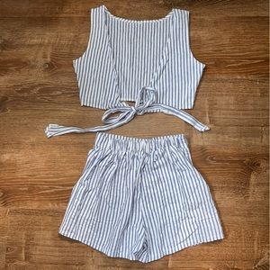 Shein Tie Backless Crop Tank Top & Shorts Set